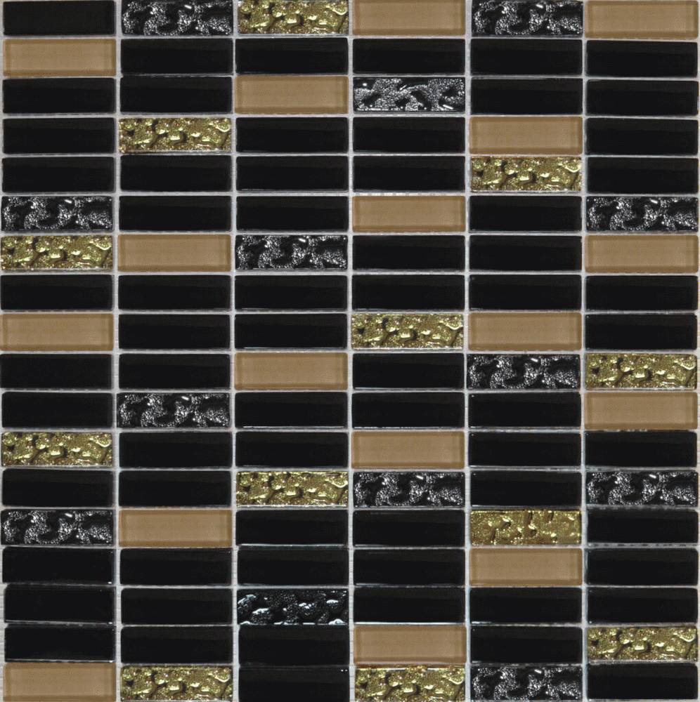 Мозаика 1084 Мозаїка мікс чорний-чорний рифлений-бежевий Grand Kerama Украина Grand Kerama 300X300X6