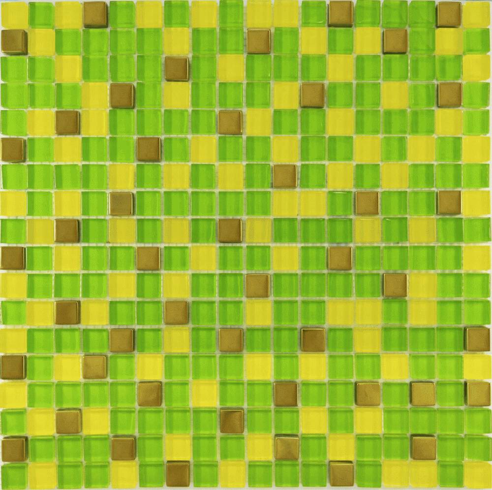 457 Мозаика микс зелёный-жёлтый-золото 1,5*1,5