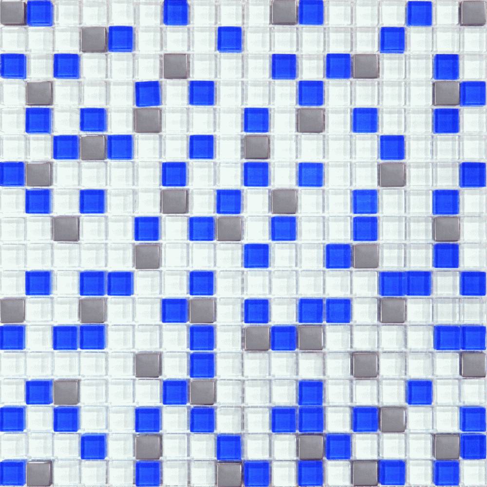 466 Мозаика микс белый-голубой-платина 1,5*1,5