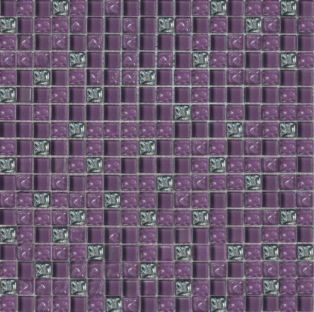 569 Мозаика микс фиолетовый рельефный-рельефна платина 1,5*1,5
