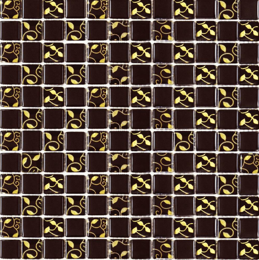 Мозаика 808 Мозаїка Шахматка шоколад-завиток золото Grand Kerama Украина Grand Kerama 300X300X6